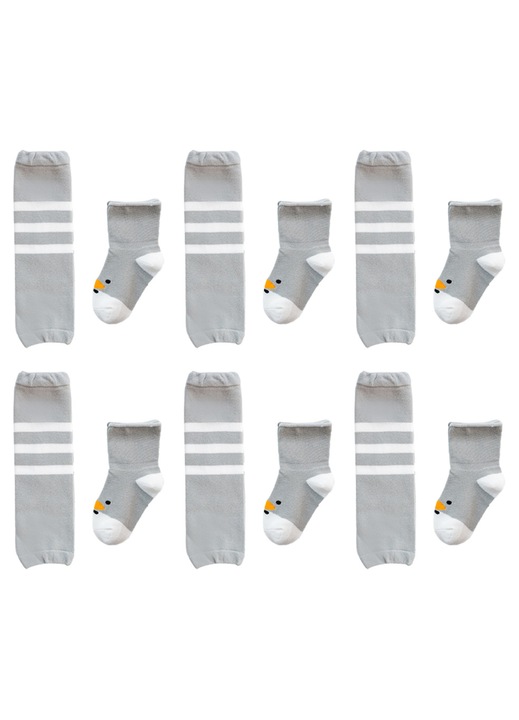 3 costume M genunchiere antiderapante pentru bebelusi, sosete pentru tarat, protectie cot genunchi din bumbac cu desene animate pentru bebelusi