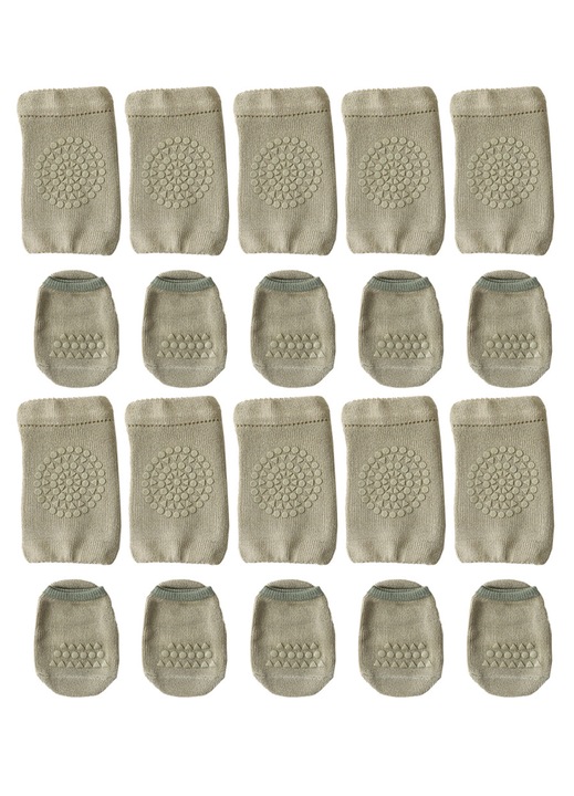 Set 5 perechi sosete antiderapante pentru bebelusi, unisex, si genunchiere antiderapante pentru bebelusi la tarat