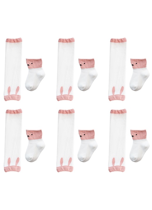 3 set genunchiere bebelusi marimea S, sosete antiderapante pentru tarat, protectie cot genunchi bumbac cu desene animate pentru bebelusi