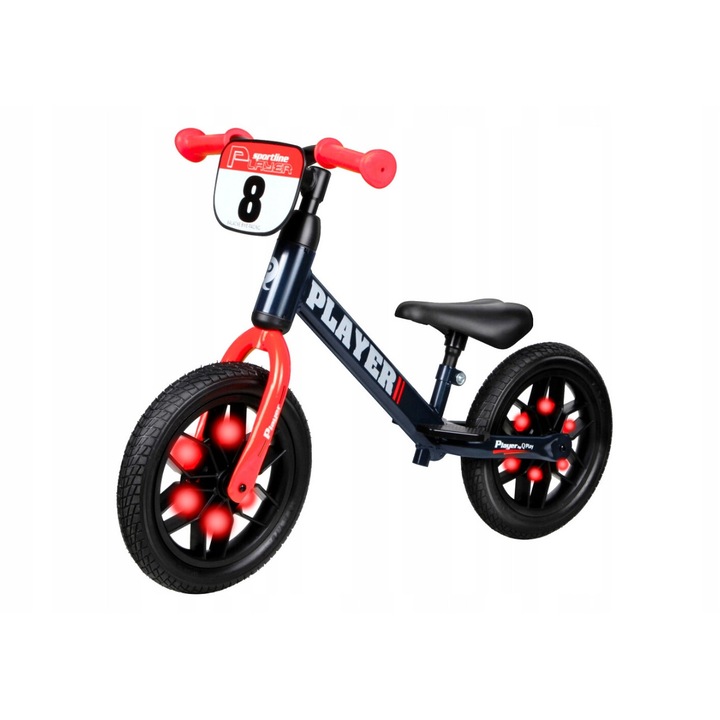 Qplay Player - Bicicleta de echilibru rosie pentru copii, 12 inch