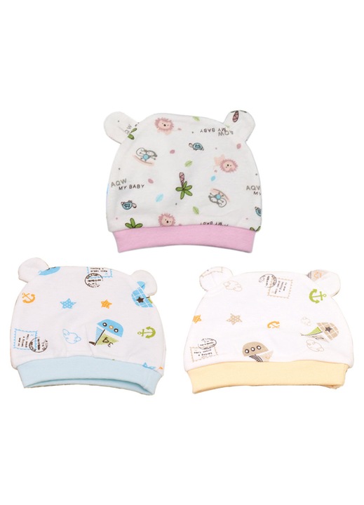 Set 3 caciuli copii Herusi bumbac multicolor 15x13cm