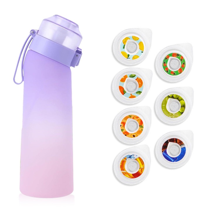 Sticla sport HERUSI 650ml cu aroma fructe si capac etans transparent