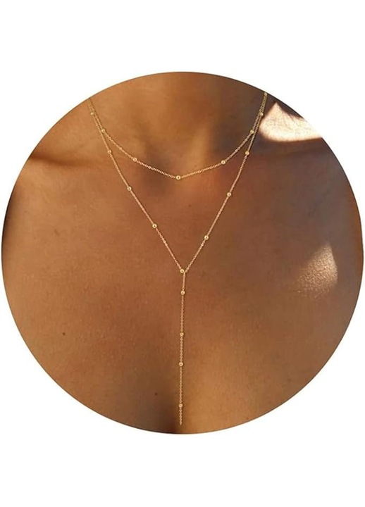 Colier dama HERUSI lasso aurit pandantiv Y argint 50cm