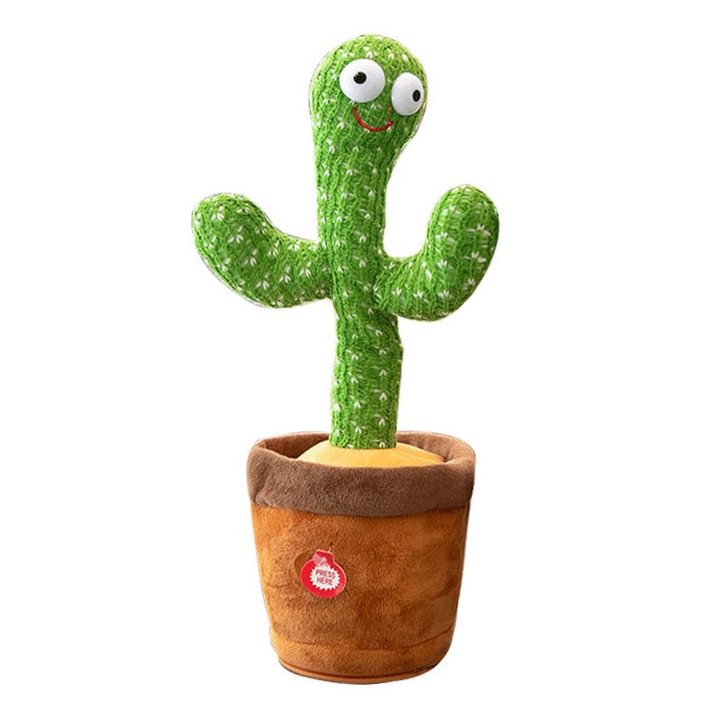 Jucarie interactiva HERUSI cactus dansator vorbitor LED 120 cantece multicolor