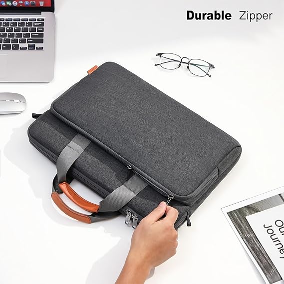 Geanta laptop Herusi, protectie dubla, impermeabila, negru, 15.6 inch