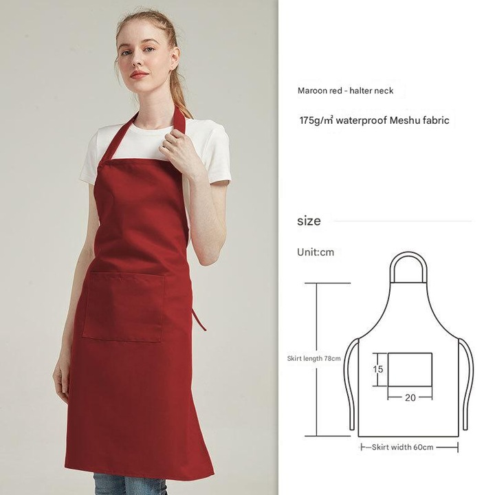 Sort de bucatarie HERUSI, fara maneci, cu buzunare, poliester, unisex, culoare solida