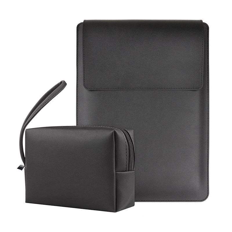 Geanta laptop HERUSI 4-in-1 piele impermeabila negru universala