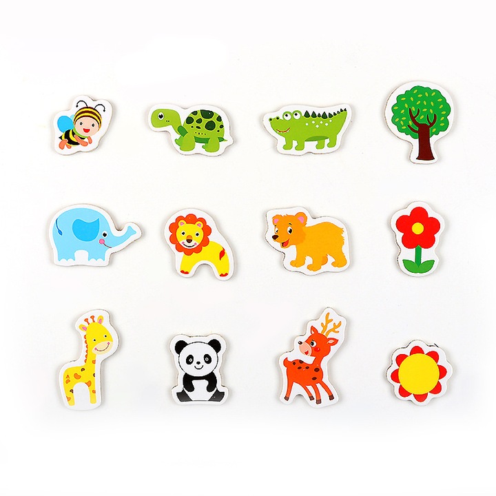 Set 12 magneti frigider Herusi animale multicolor 5x6cm