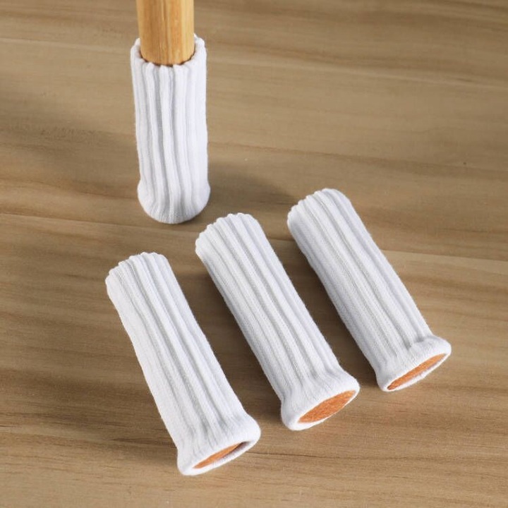 Set 20 protectii pentru picioare scaune si mese HERUSI, elastice, antiderapante, albe, universale