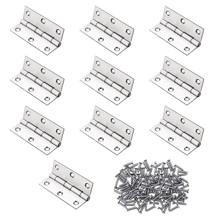 Balamale mobilier HERUSI 55x34mm inox set 10 buc cu suruburi