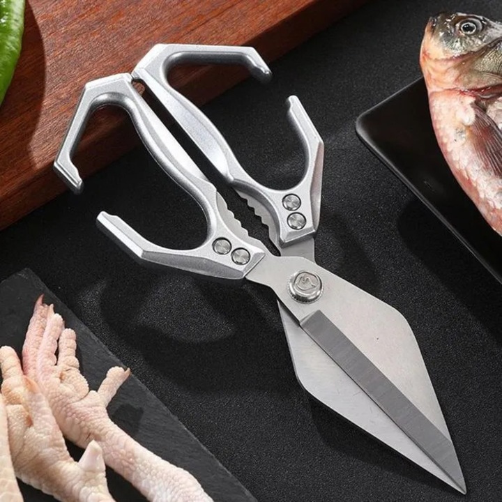 Foarfeca bucatarie Herusi 2in1 inox robusta cu desfacator nuci ergonomic
