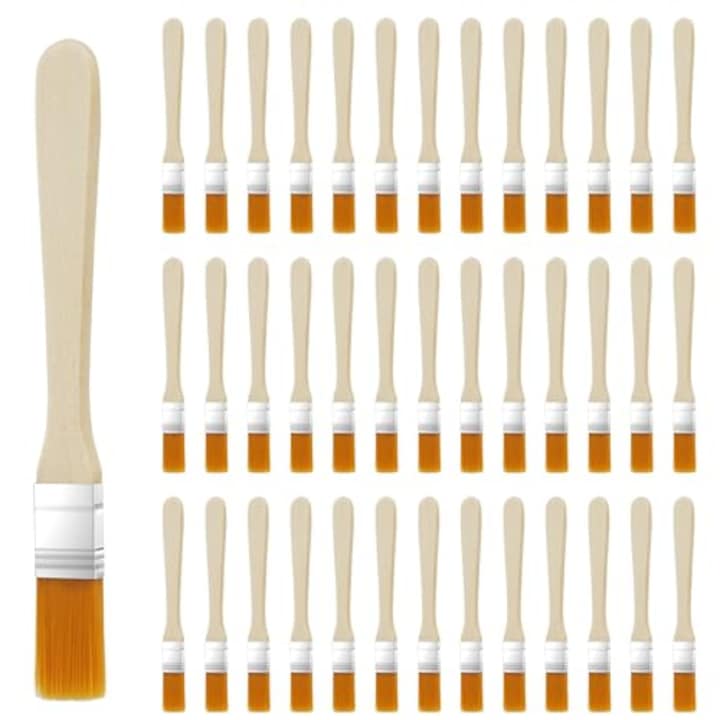 Комплект 12 плоски четки, HERUSI, найлон, дървена дръжка, 13x2.5x1.45см, многоцветни