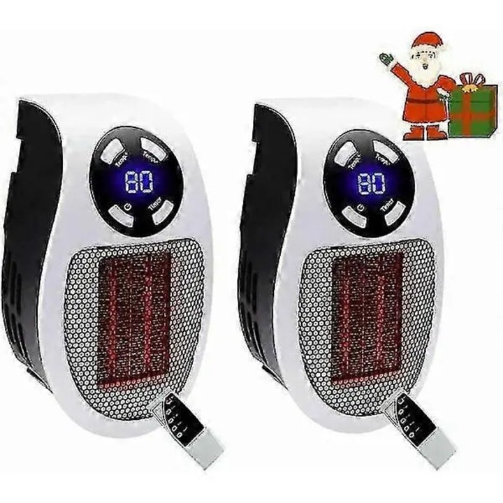 Set 2 aeroterme ceramice HERUSI 500W, termostat, alb, 11x7.5x18cm