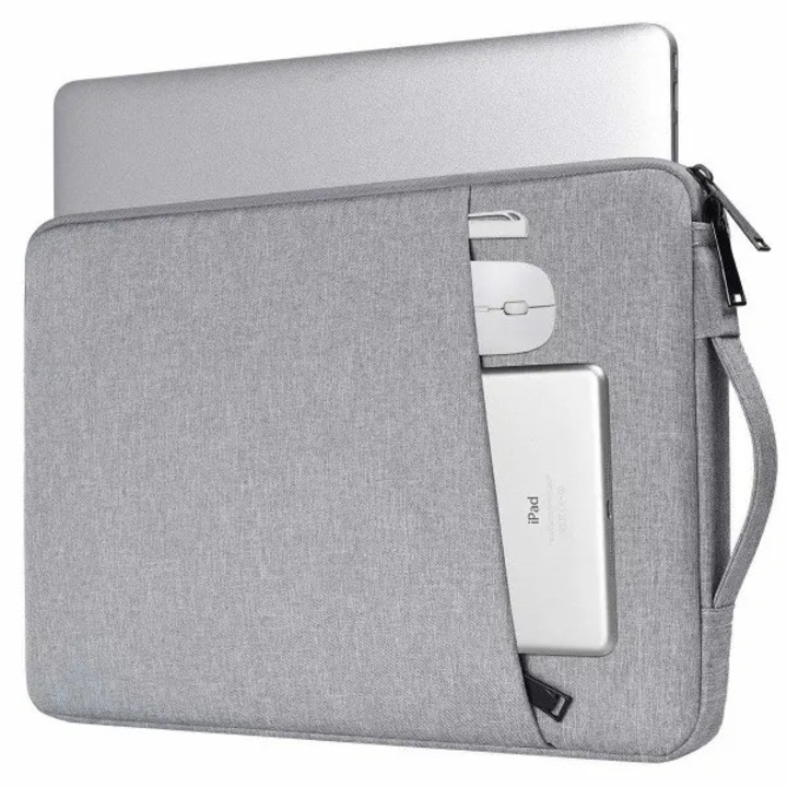 Geanta laptop Herusi 14-15.4 inch, impermeabila, gri, 38.5x27x3cm
