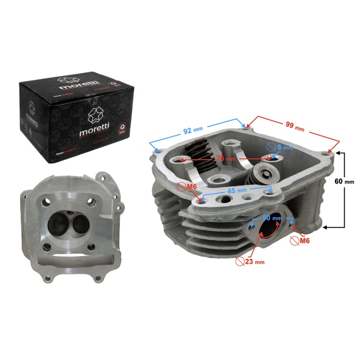 Moretti hengerfej 150cc 4T alumínium szett 2 szeleppel