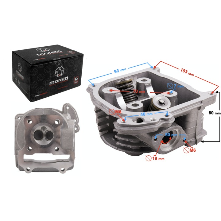 Moretti alumínium hengerfej 4T 50cc 59,5mm 71x71mm