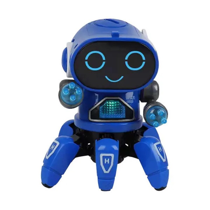 Elektromos univerzális robot gyerekeknek, zene, fény, kék fehér, 17x12x12cm