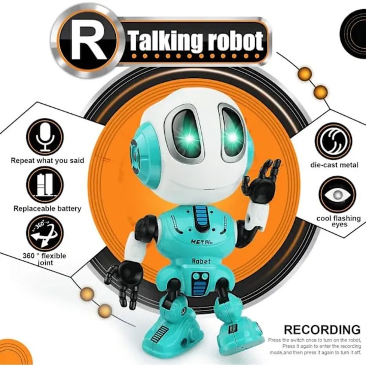 Beszélő játékrobot, fém, forgó, többszínű LED, 3-9 év