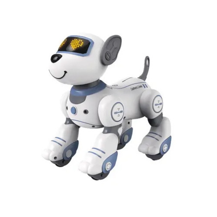 Robot caine interactiv, dansant, alb, 20x15x10cm