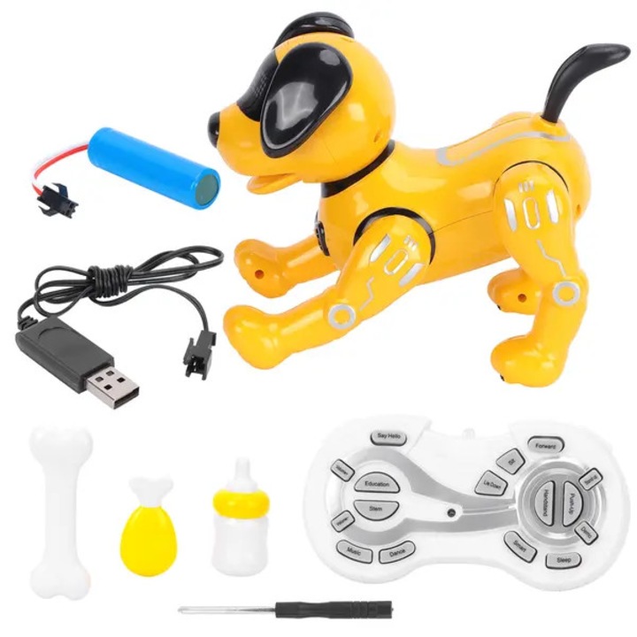 Caine robot telecomanda galben programabil 20x13.5x19.5cm set