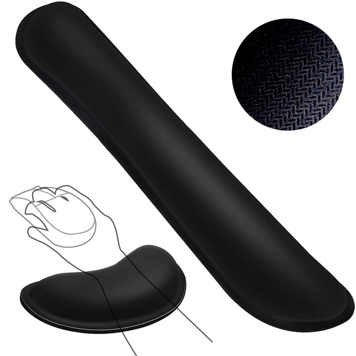 Set de suporturi pentru incheietura mainii pentru tastatura si mouse, perna ergonomica antiderapanta