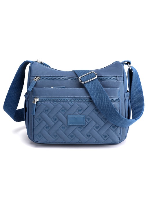 Női kézitáska, crossbody típusú, több zsebbel, nylonból, vízálló, könnyű, hétköznapi, válltáska típusú, kék