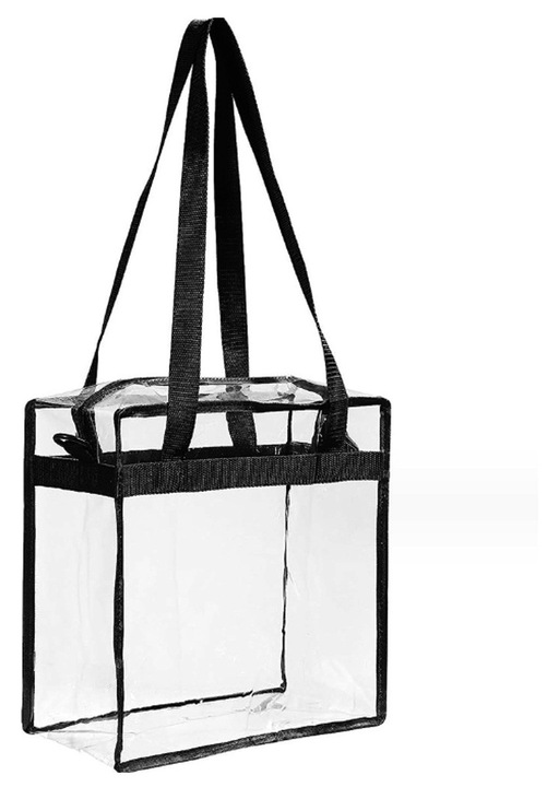 Átlátszó stadiontáska, cipzáras záródással, crossbody típusú, messenger típusú, állítható pánttal