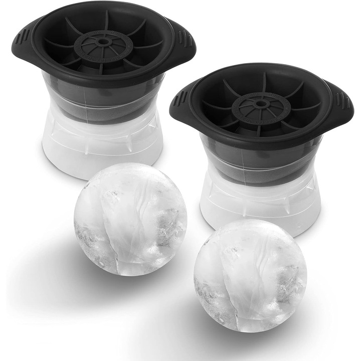 Set de 2 tavi sferice mari pentru cuburi de gheata, 6 cm (gri)