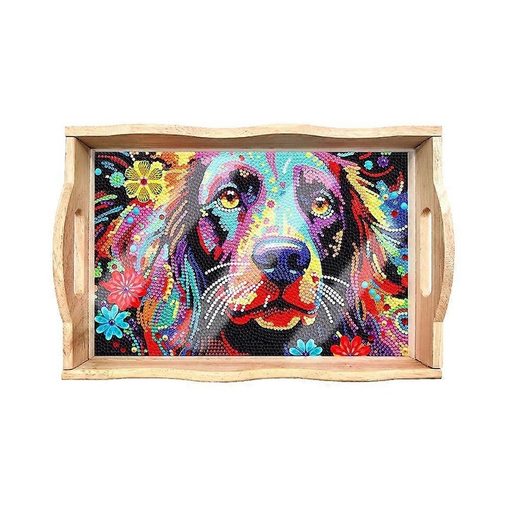 Fából készült tálca 30x20cm, könnyű, ergonomikus fogantyúval, natúr