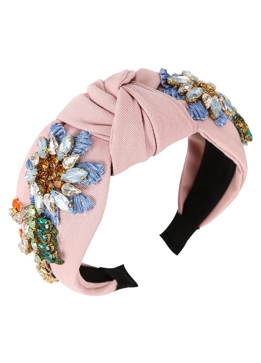 Bentite de par cu cristale si strasuri baroce pentru femei, banda de par brodata, banda de par rafinata, accesorii de par pentru femei, cerc de par, roz