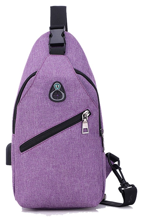 Crossbody sling hátizsák, légáteresztő anyag, állítható pánt, fekete