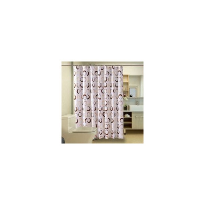 Zuhanyfüggöny 180x200cm, vízálló poliészter, barna, 12 kampóval
