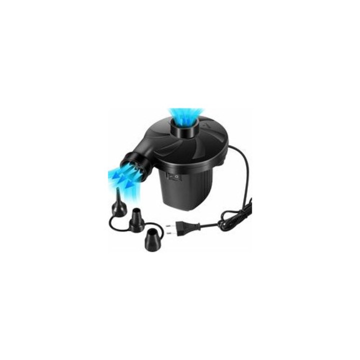 2 az 1-ben elektromos légpumpa 220W 3 fúvókával felfújható matrachoz, fehér