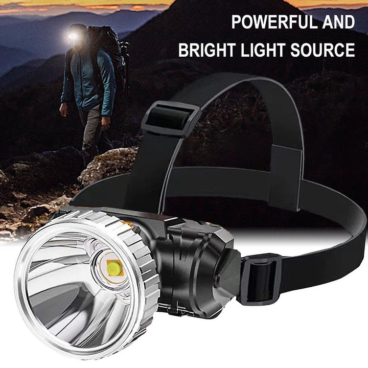 LED челник, USB презареждаем, водоустойчив, 1-2ч автономност, бял
