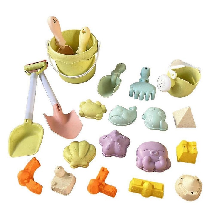 Комплект играчки за плаж, 21 части, пластмаса, многоцветен, 18x13x13см