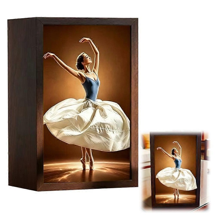 Fából készült szalvétatartó doboz, balerina, barna, 19.7x12.7x9.6cm