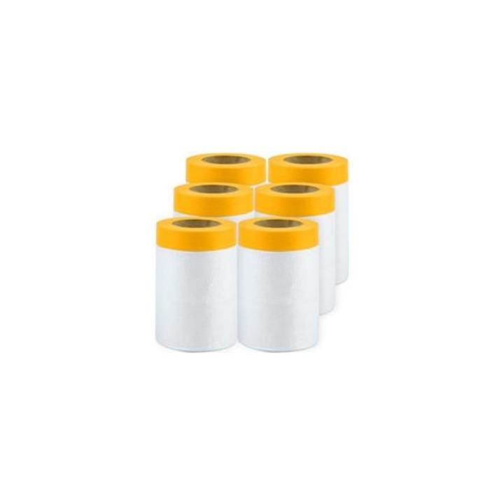 Set 6 role folie mascare cu banda adeziva 55x20m, alb