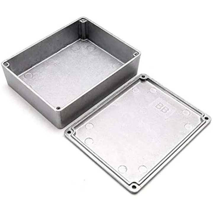 Cutie proiect aluminiu turnat, rezistenta la coroziune, argintiu, medie, 15x10x5cm