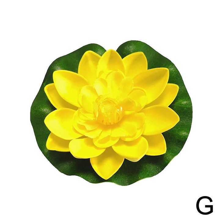 Floare artificiala lotus 10cm galben decor acvariu gradina