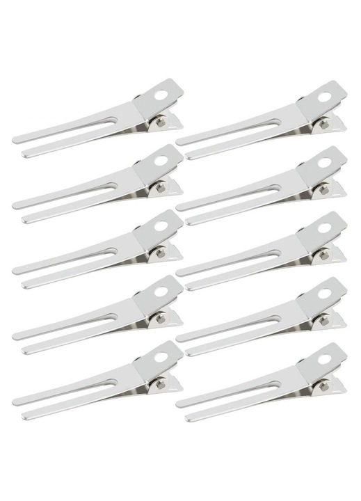 50 buc cleme de par cu doua varfuri pentru bucle, 4, 5 cm, agrafe de par metalice tip aligator, agrafe pentru funda de par, agrafe grozave pentru bucle, cleme de coafat pentru salon de coafura, frizerie (argintiu)