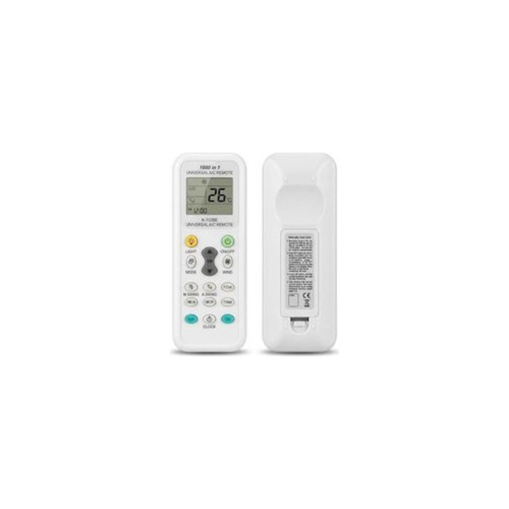 K-1028E univerzális klíma távirányító, LCD kijelző, memória funkció, fekete