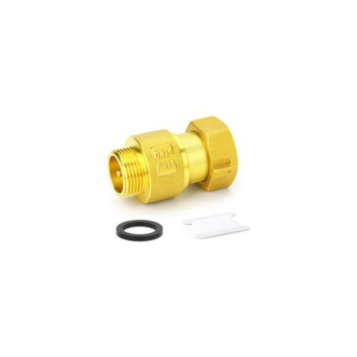 Egyirányú visszacsapó szelep, sárgaréz, 3/4" BSP anya x 1/2" BSP apa, korrózióálló, 1.5 MPa, -20°C-120°C