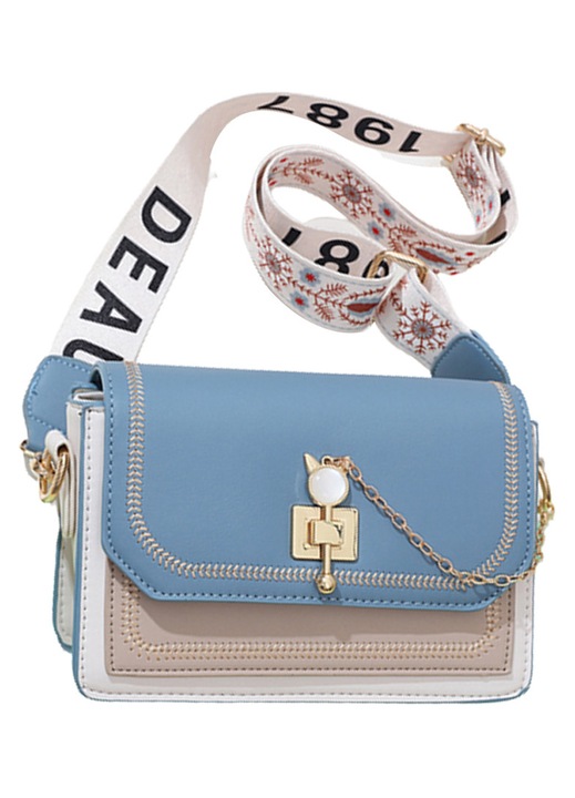 Geanta mica de umar pentru femei, tip crossbody, cu curea de lant, albastra