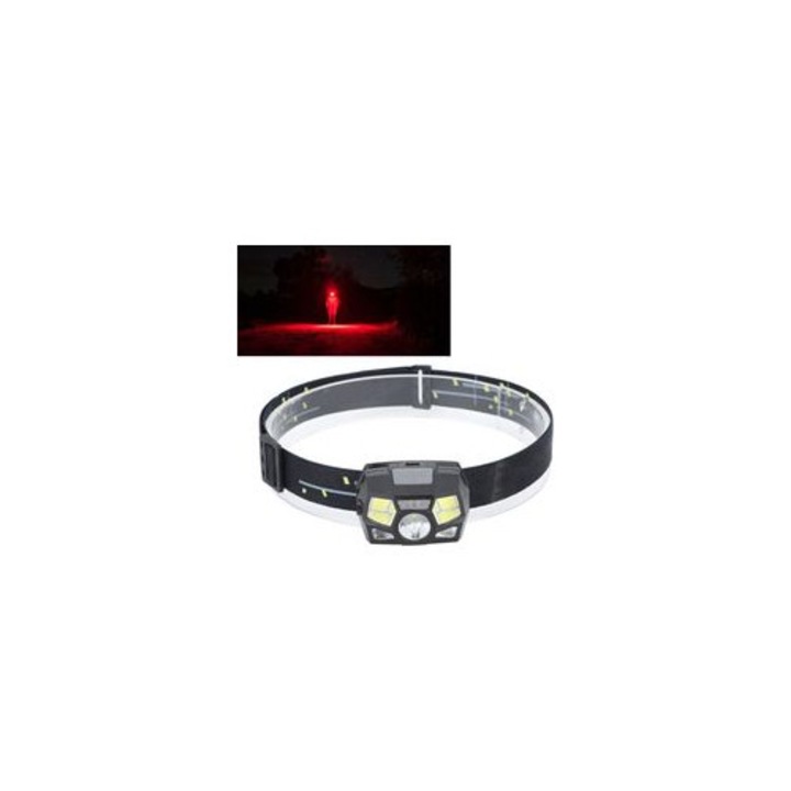 LED fejlámpa, USB töltés, vízálló, 900mAh