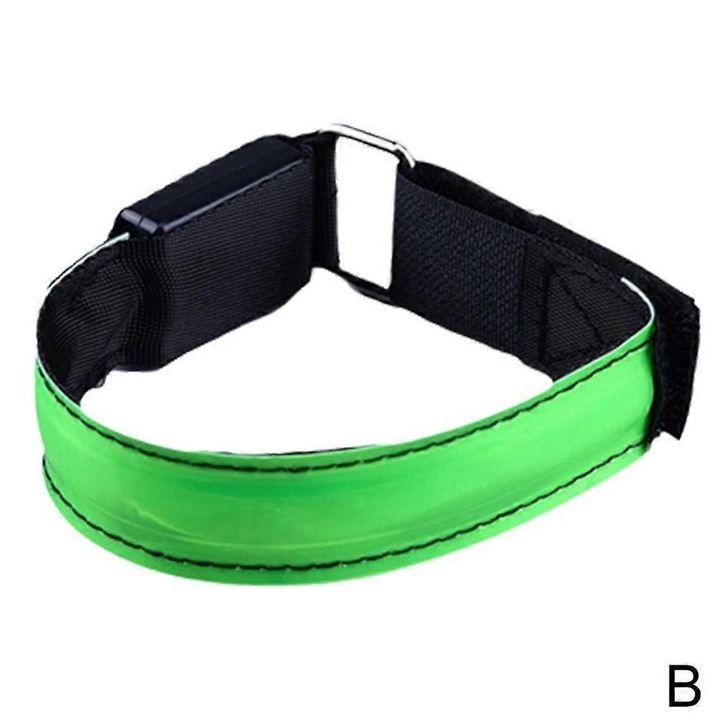 Bratara LED alergare USB reincarcabila, verde, 36x2.5cm