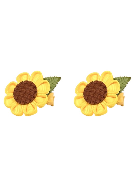 Agrafe de par cu model de floarea-soarelui pentru fete, agrafe dragute cu flori, accesorii de par pentru femei, agrafa de par cu model de aligator pentru copii si copii mici, agrafe de par cu flori, articole pentru petreceri de ziua de nastere, 2 bucati