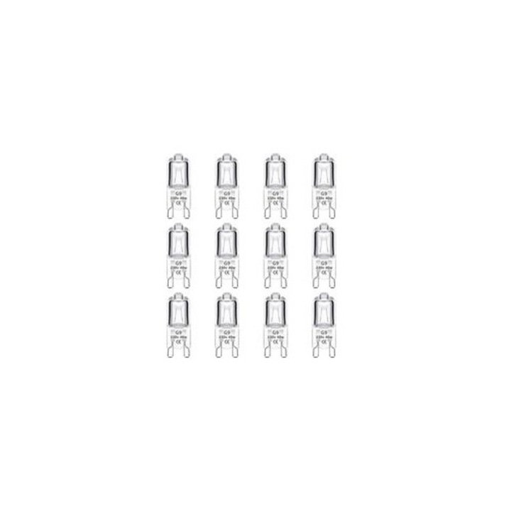 12 db G9 40W Halogén Izzó Készlet, Meleg Fehér, 14x41mm, Szabályozható