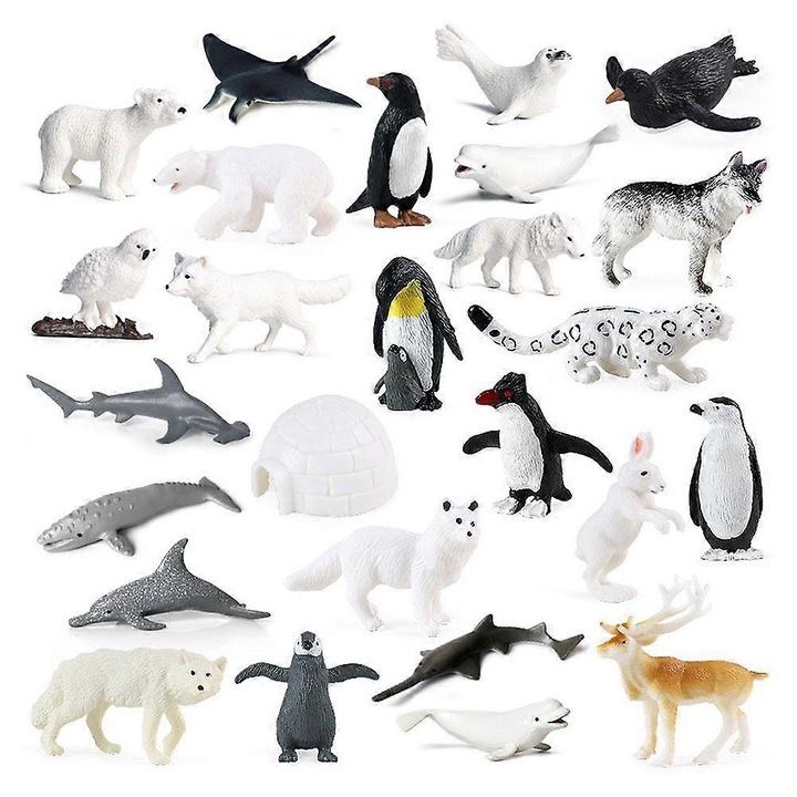 Model mini pinguin din PVC, jucarie educativa, decor birou, 3D, mic