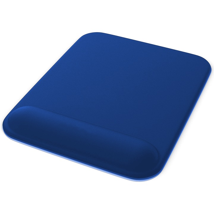 Mouse pad ergonomic pentru gaming/birou cu suport si suport pentru incheietura mainii – baza antiderapanta din cauciuc (albastru)