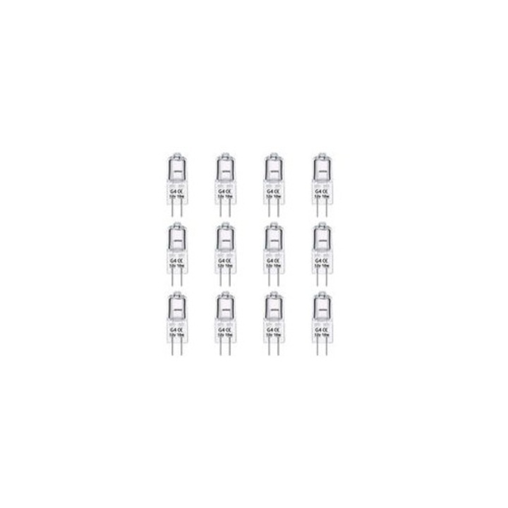 G4 Halogén Izzó Készlet 12 db, 12V 10W, Meleg Fehér 2700K, 30x8mm, Szabályozható